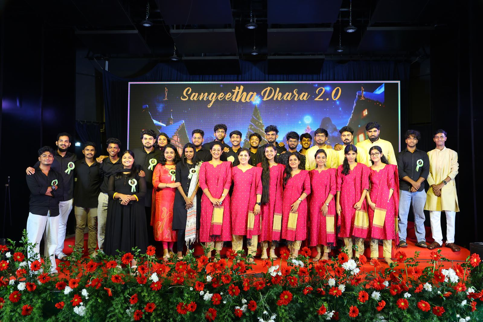 Sangeetha Dhara 2.0 — youth organising team group photo on stage